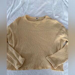Billabong Y2K Vintage Cream Color Ribbed Stretch Long Sleeve Top XS